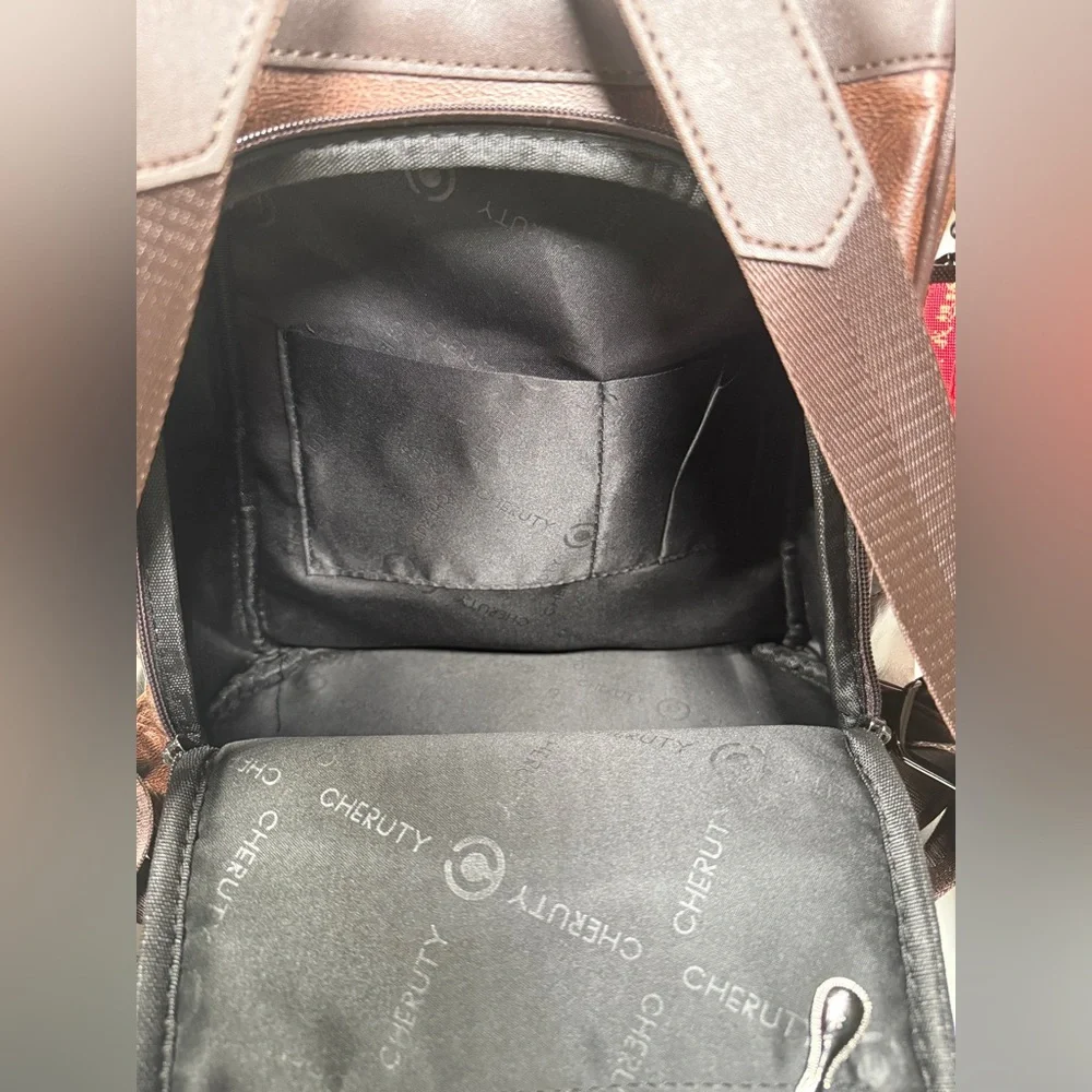 Cheruty Brown Women's Faux Leather Backpack - Picture 9 of 9